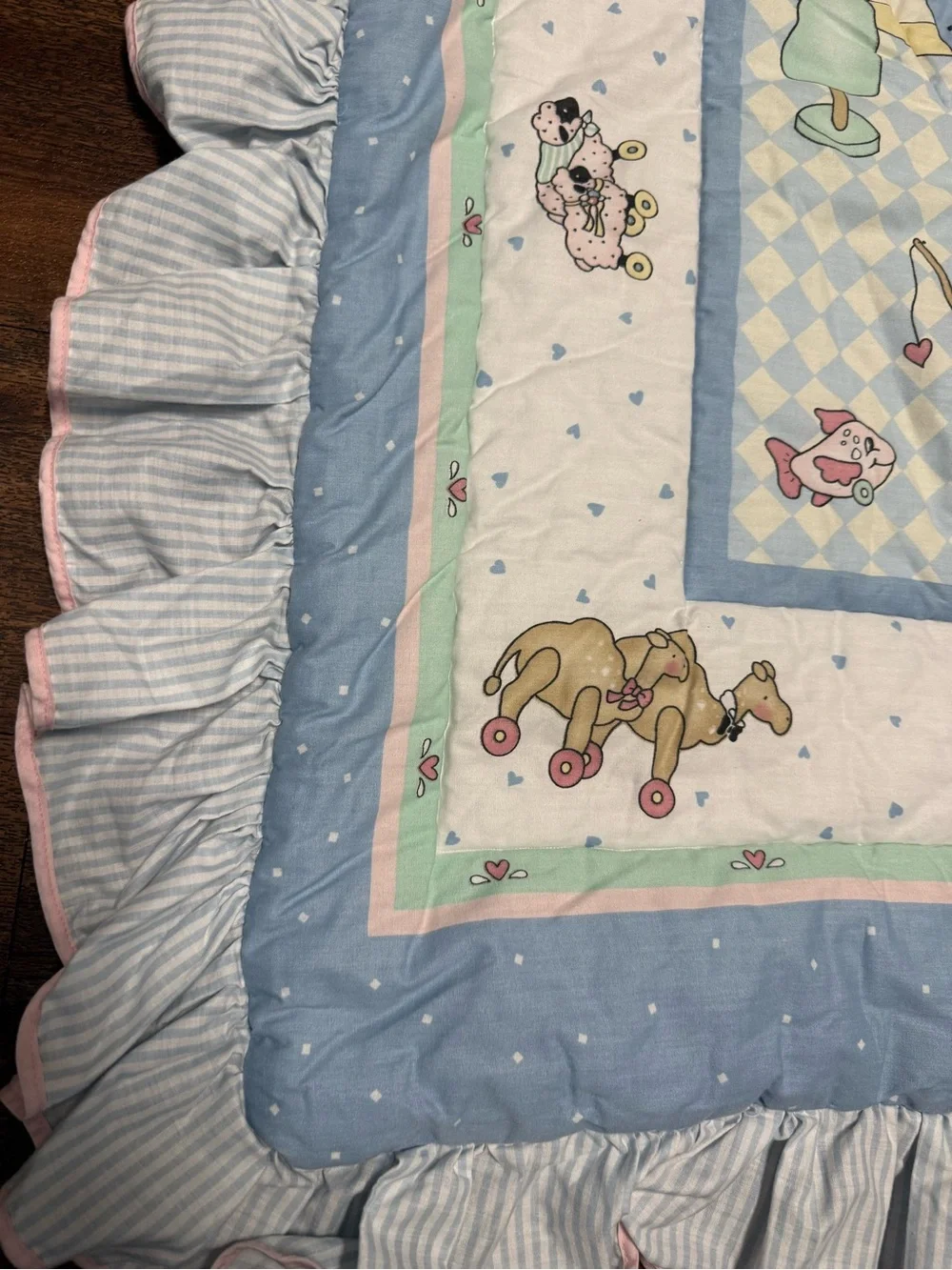 VTG 90s Daisy Kingdom Noah’s Nursery Ark Crib Quilt & Wall piece